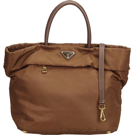 prada brown nylon bag with brown leather trim|prada brown purse.